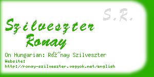 szilveszter ronay business card